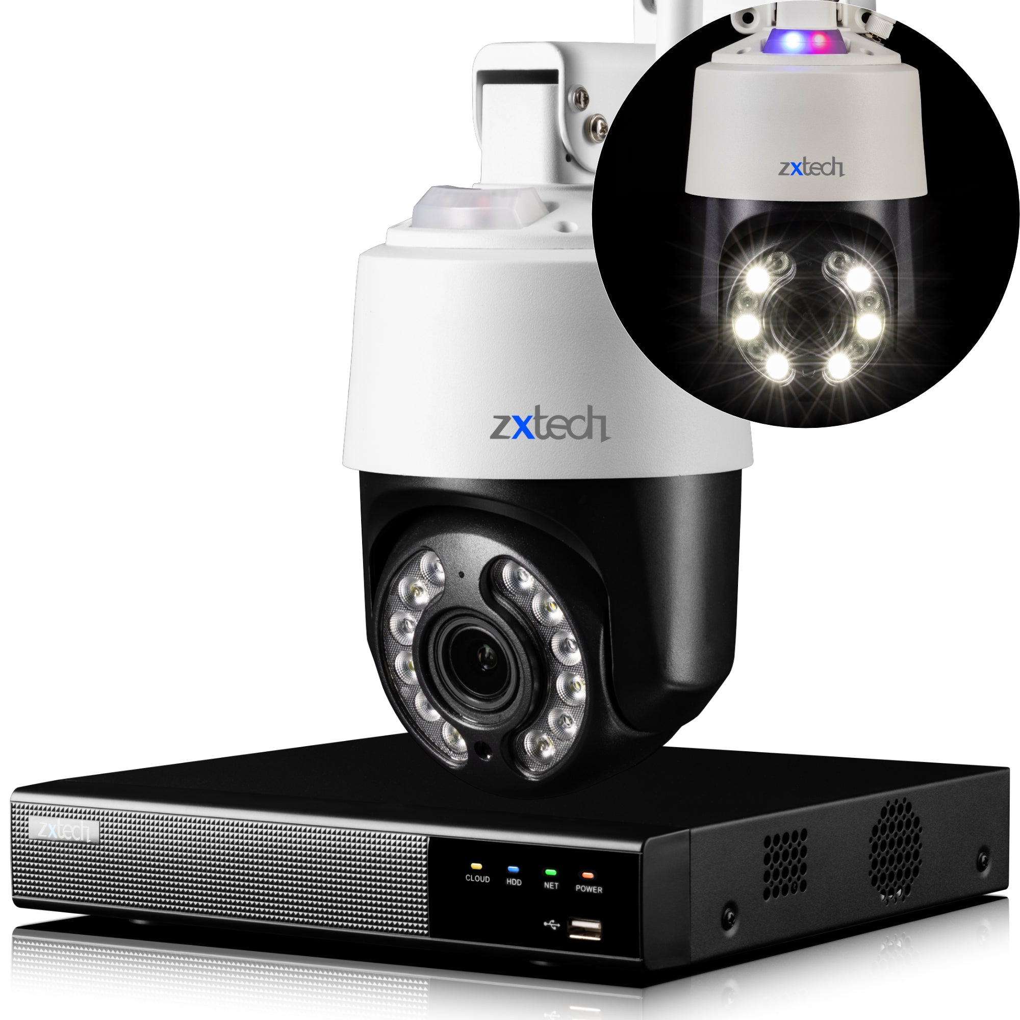 Zxtech 4K Wireless PTZ CCTV System - 1 x WiFi Security Camera 5X/10X Auto Zoom Colour Night Vision Outdoor 2-Way-Audio 9CH Sony Starvis