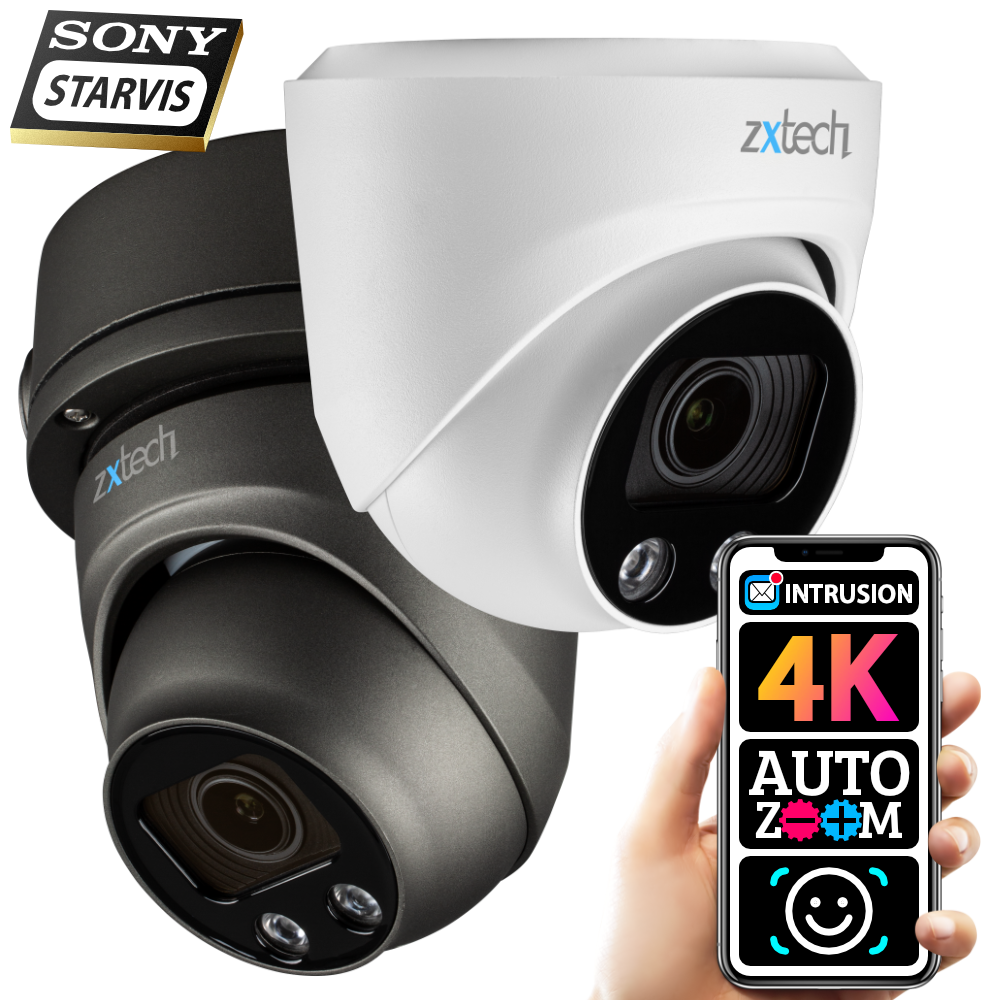 Zxtech 4K 8MP Dome Auto Zoom PoE IP CCTV AI Camera | Face Recognition