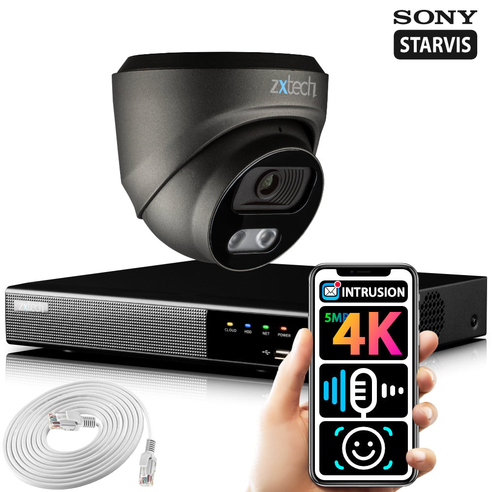 Zxtech 5MP 4K Ultra HD PoE CCTV NVR Face Recognition Waterproof Camera System RX1E4Z