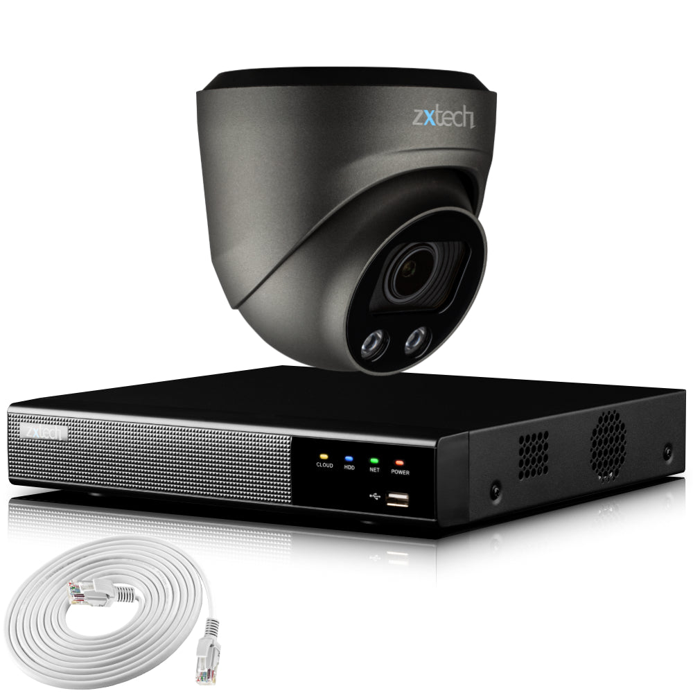 Zxtech 4K CCTV System - 1 x IP PoE Camera Motorised Lens Face Detection Outdoor Sony Starvis  | RX1G4Z